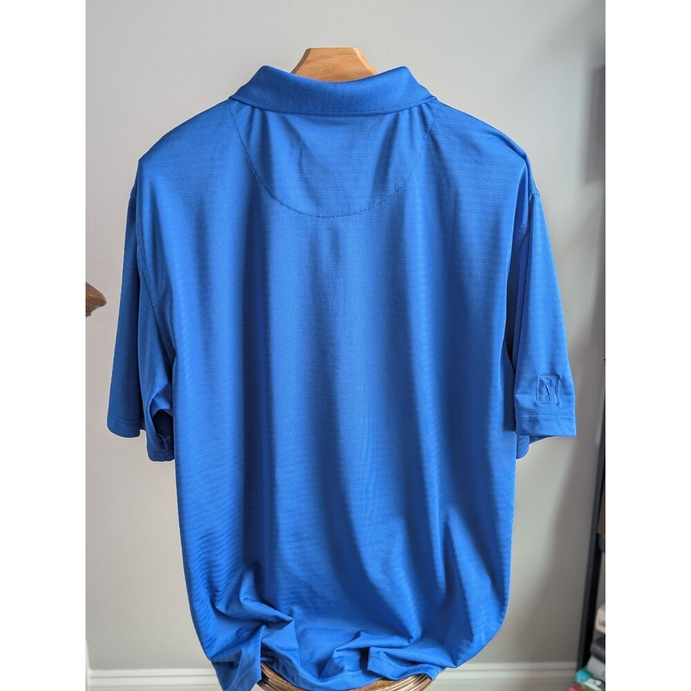 PGA Tour Polo Shirt Mens XL Blue Short Sleeve Three Button Collar Blue Stripes - Picture 4 of 13